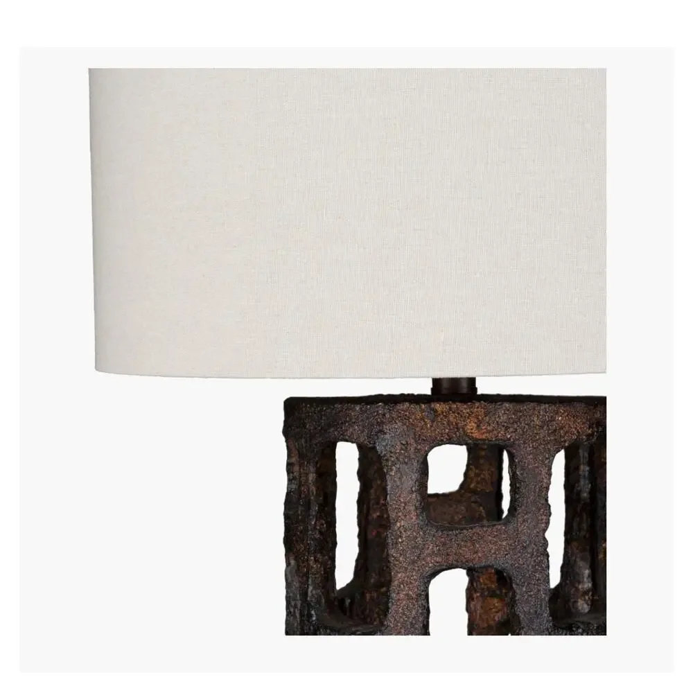 Surya Egerton Accent Table Bedside Lamp EGE 100 Bronze Reain Ivory New